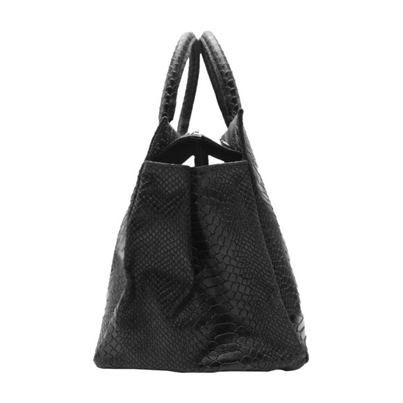 Leather Python Print Tote/Shoulder Handbag - Picture 3 of 4